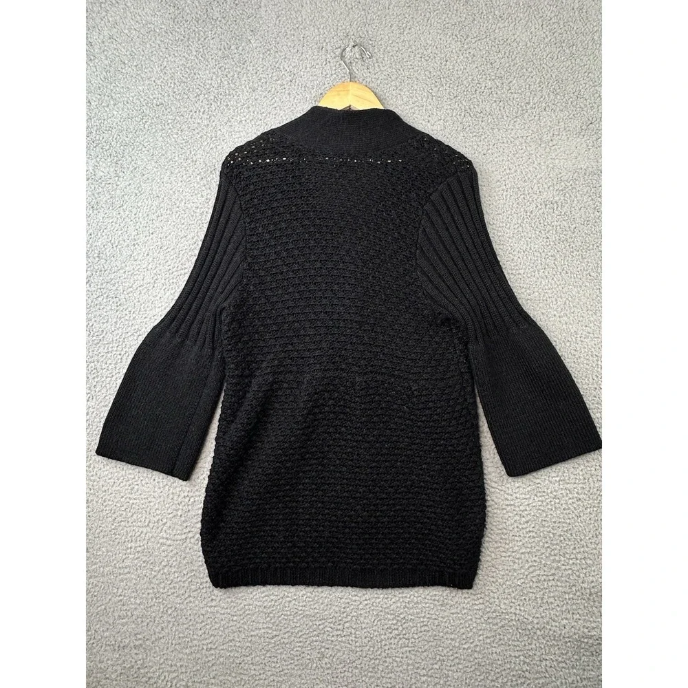 VTG J. JILL Cardigan Sweater XL Black Chunky Knit w/Wool & Alpaca One Button